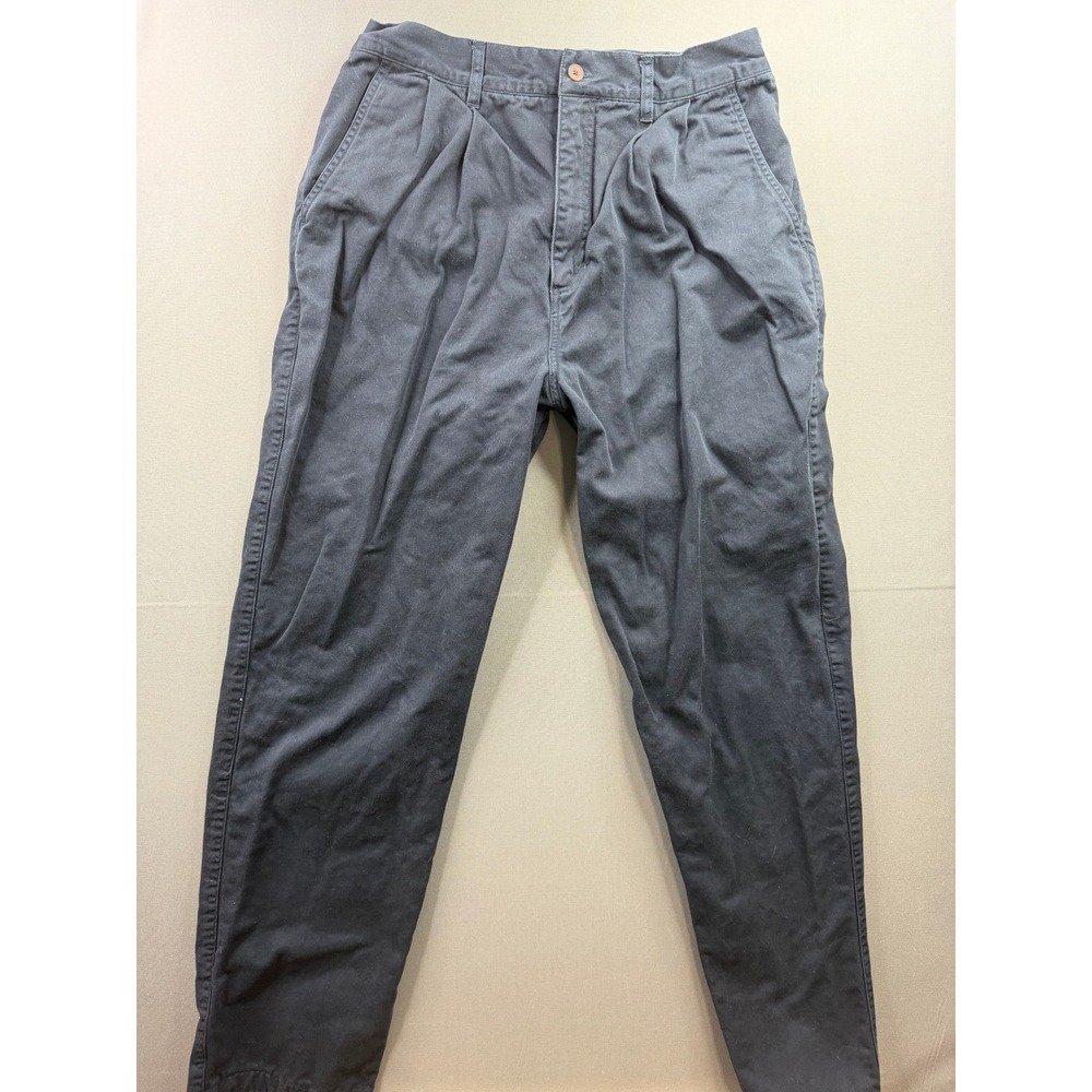 Cabelas Chino Pants Women Navy Blue Flannel Lined Pleated Relaxed 33x32